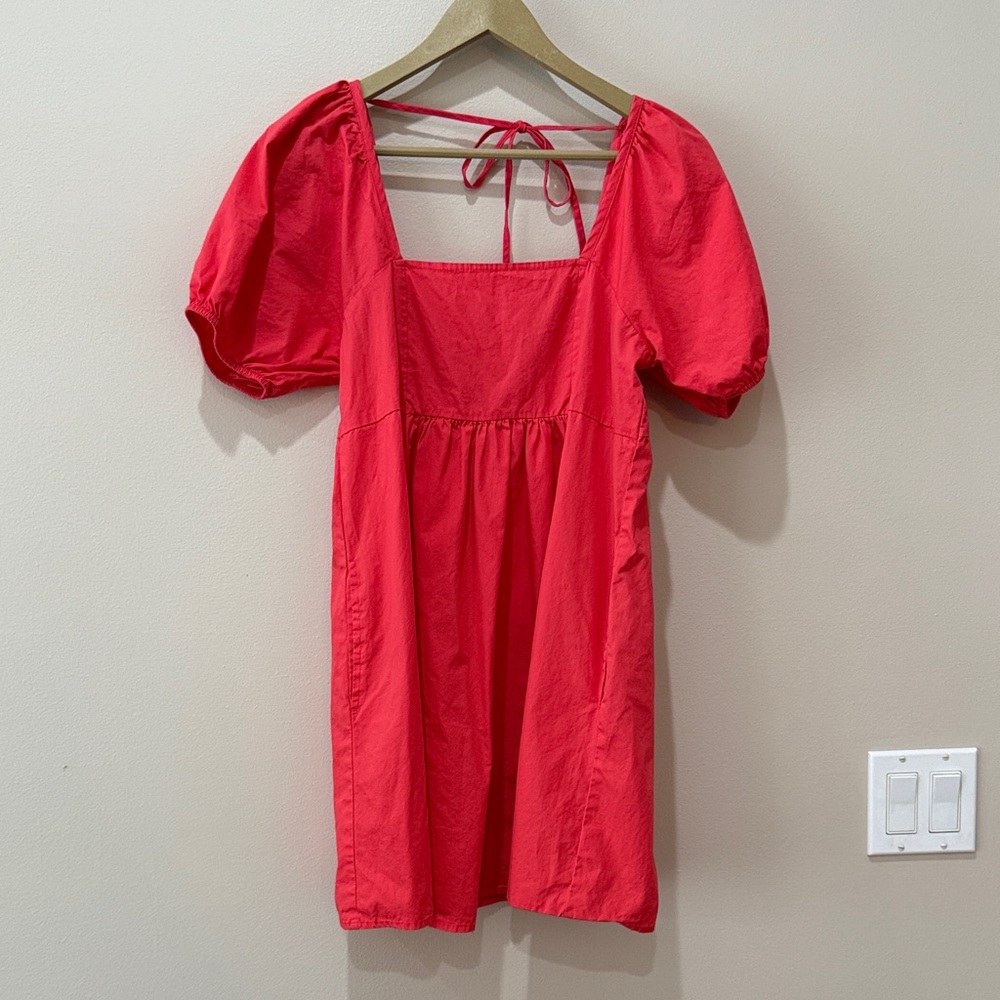 Draper James Red Puff Sleeve Mini Dress